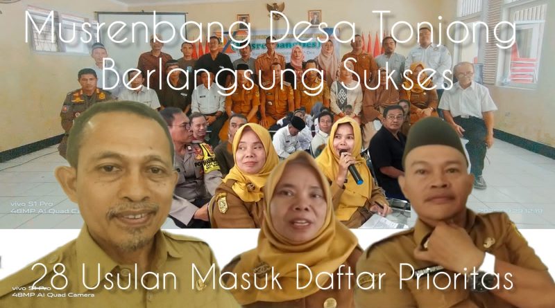 Musrenbang Desa Tonjong Berjalan Sukses, 28 Usulan Masuk Daftar Prioritas
